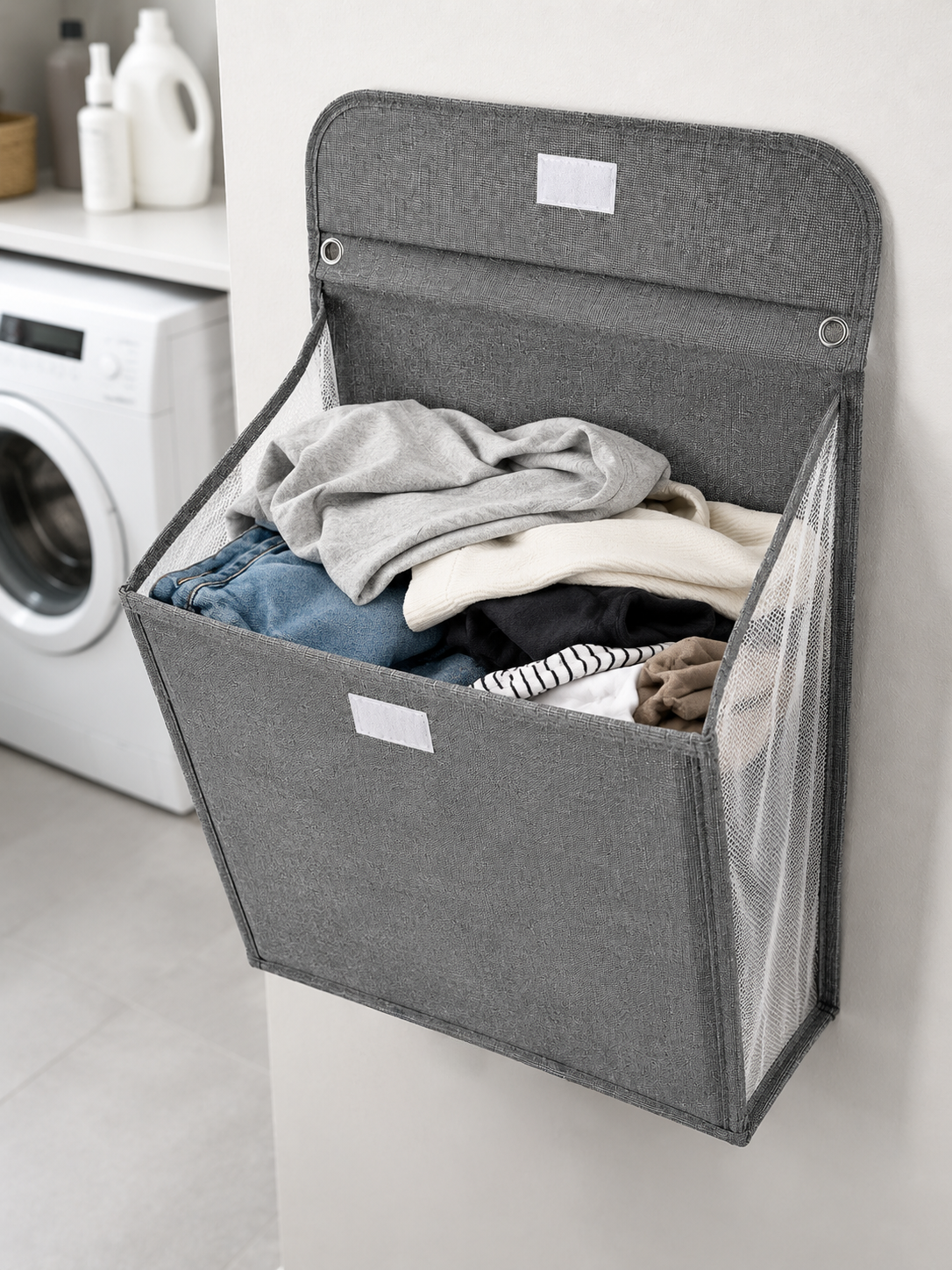 Banyo ve Çamaşır Odası İçin Duvara Asılan Katlanabilir Çamaşır Sepeti