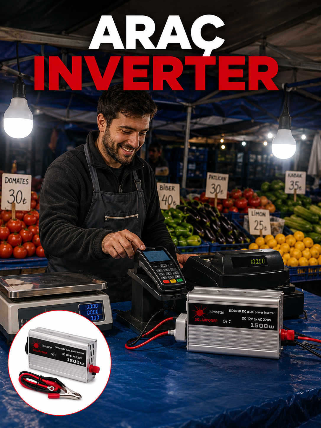 1500W Araç İnvertörü Güçlü Priz Çıkış