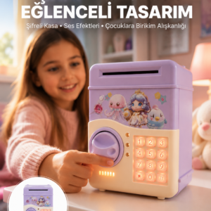 Mor Otomatik Para Girişli Elektronik Şifreli Kumbara