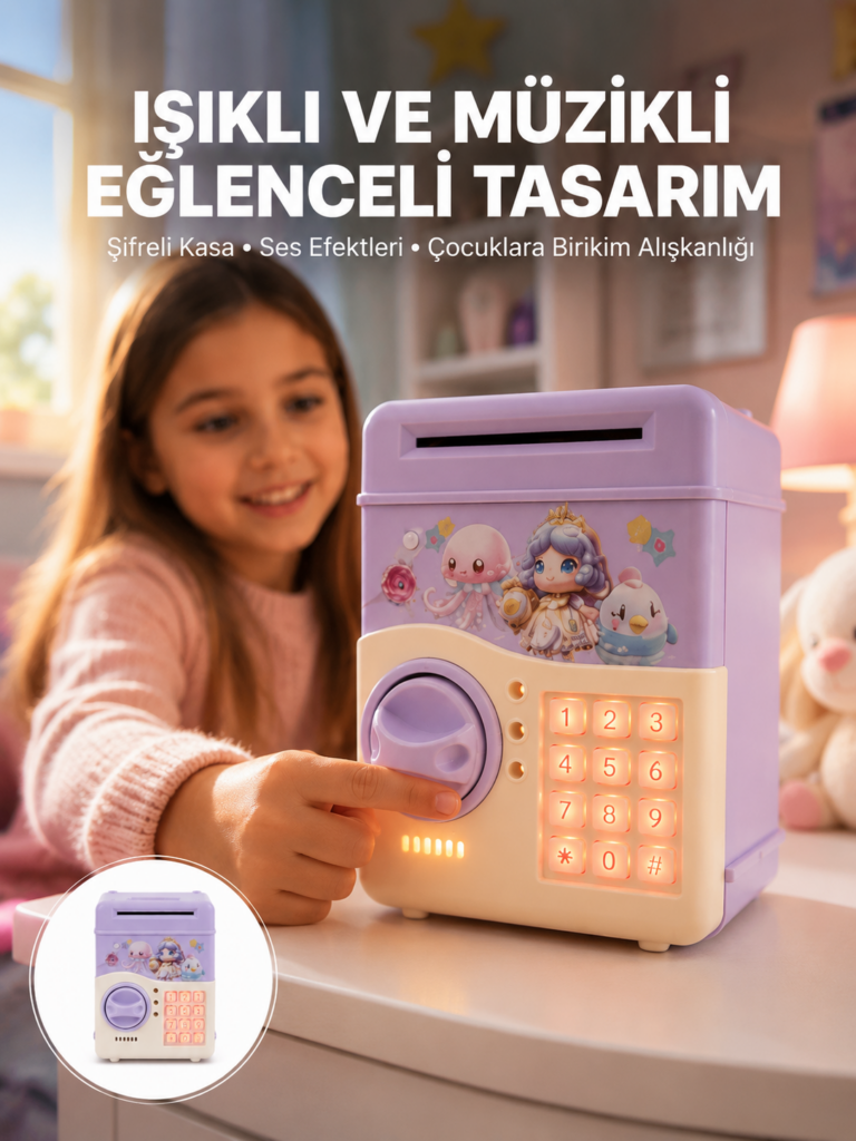 Mor Otomatik Para Girişli Elektronik Şifreli Kumbara