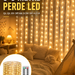 3x3 Metre Perde LED Işık – Parti ve Bahçe Dekorasyonu Yeni Nesil