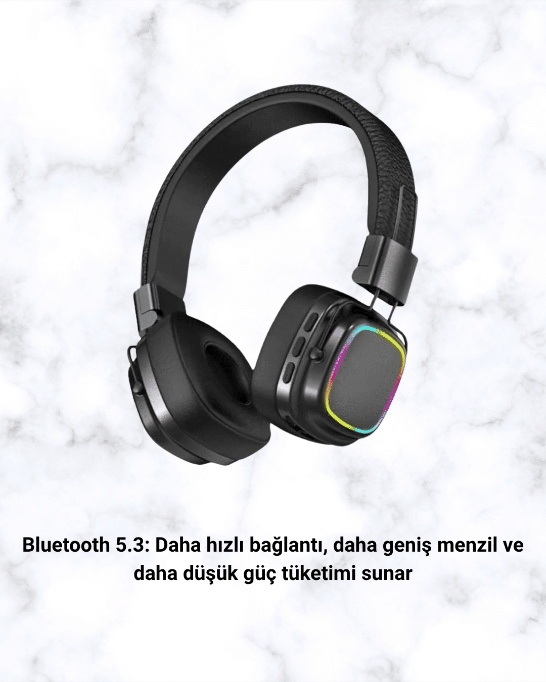 Renkli Işık Efektli Bluetooth 5.3 Müzik Kulaklığı Yeni Nesil