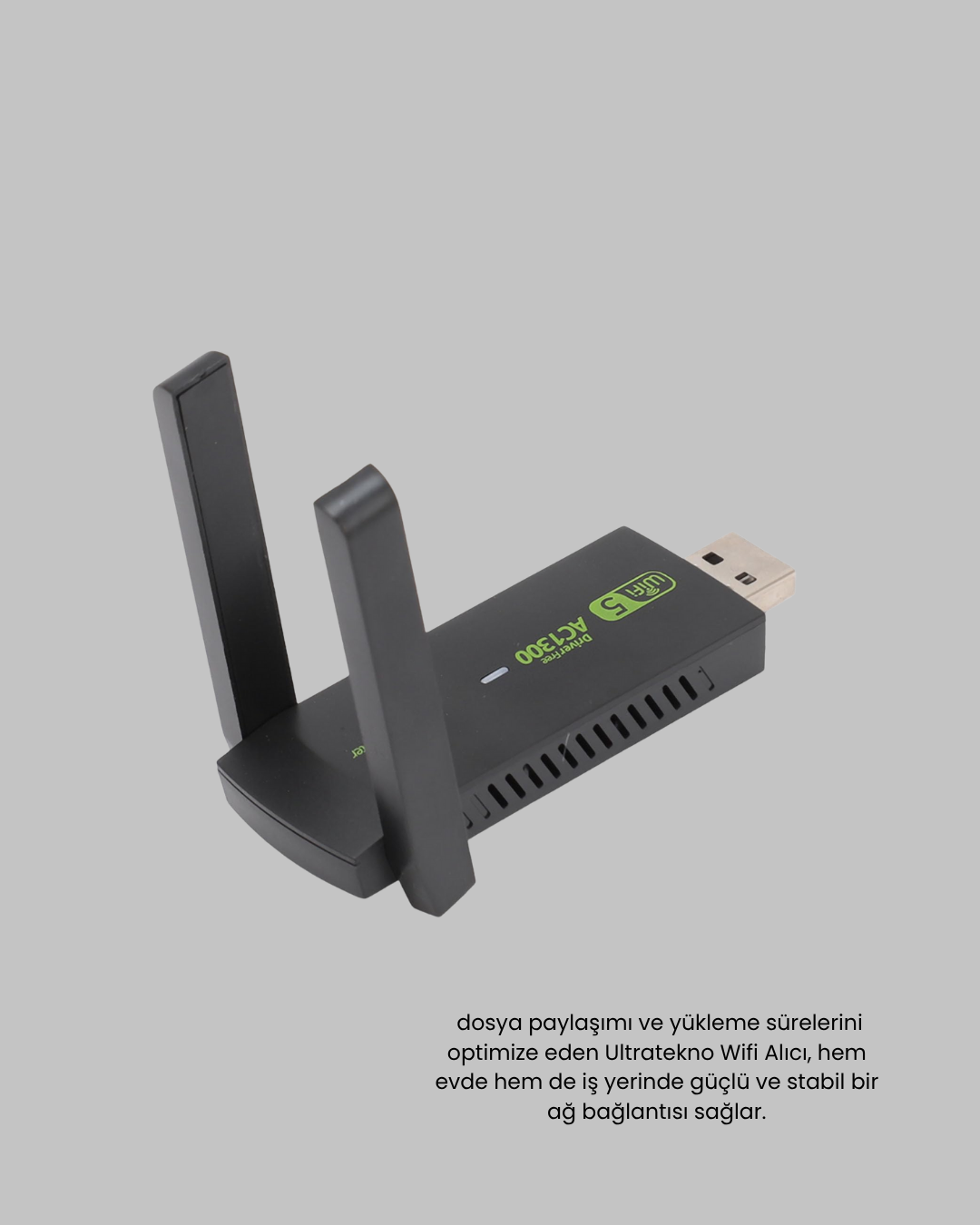 Ultratekno Dual Band WiFi Adaptör – 1200 Mbps, USB 3.0, Çift Antenli, Geniş Kapsama Alanı ve Yüksek Hız