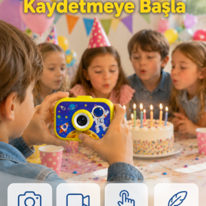 Şarjlı Çocuk Dijital Kamera Ön Arka Kamera Destekli HD Fotoğraf Video Çekimi Mini Tripodlu