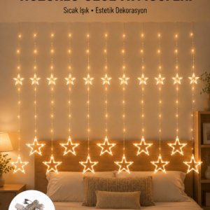 Yıldız Desenli Perde Tipi Peri Led 3x3 Metre Aydınlatma Yeni Nesil