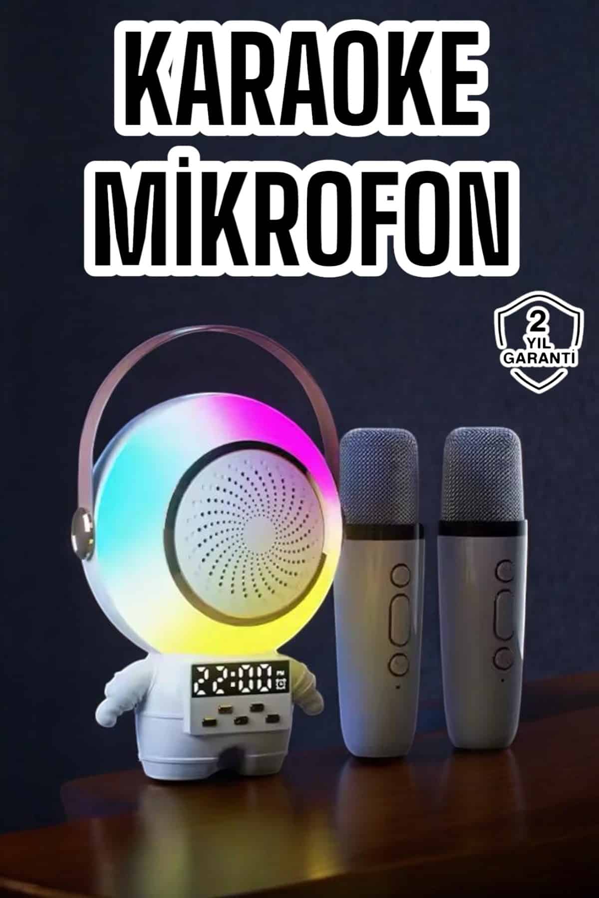 Bluetooth Bağlantılı Dijital Göstergeli Çift Mikrofonlu Karaoke Mikrofon