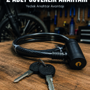 12 mm Çelik Halat Bisiklet Kilidi 80 cm Anahtarlı Güvenlik Kilidi PVC Kaplamalı Scooter ve Elektrikli Bisiklet Uyumlu