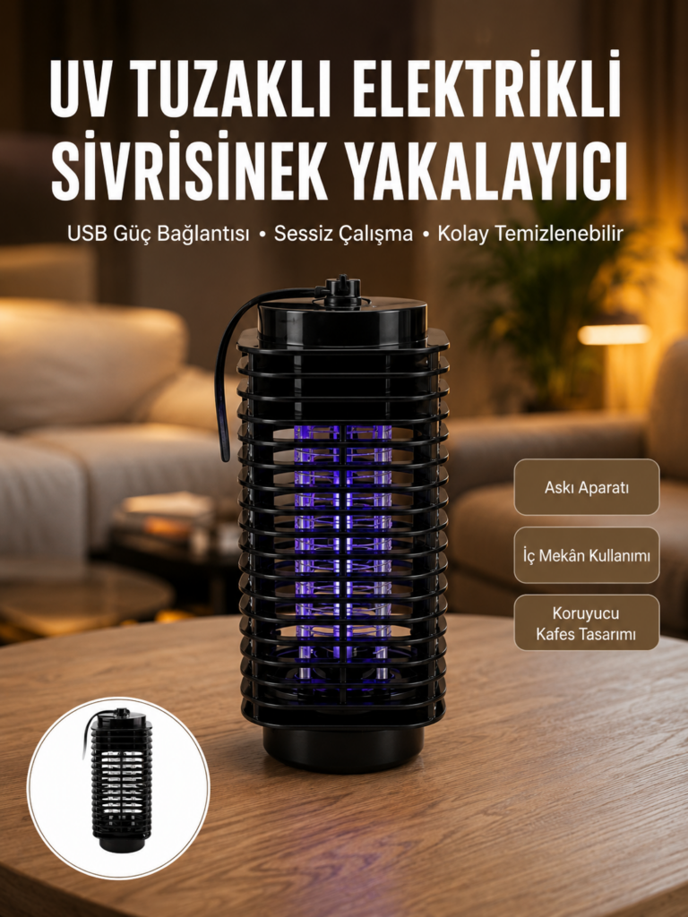Kimyasal İçermeyen UV Işıklı Böcek ve Sivrisinek Kapanı – Güvenli Kullanım
