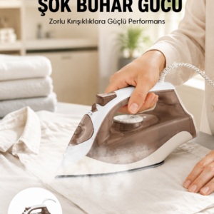 Seramik Tabanlı Buharlı Ütü 2200W Dikey Ütüleme 300ml Kahverengi