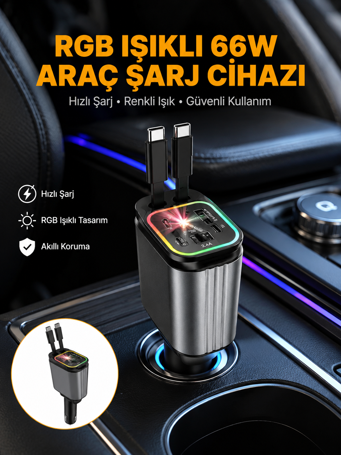 Kia, Seat, Mazda, Mitsubishi Araçlar için Çok Fonksiyonlu Araç Şarj Adaptörü Yeni Nesil