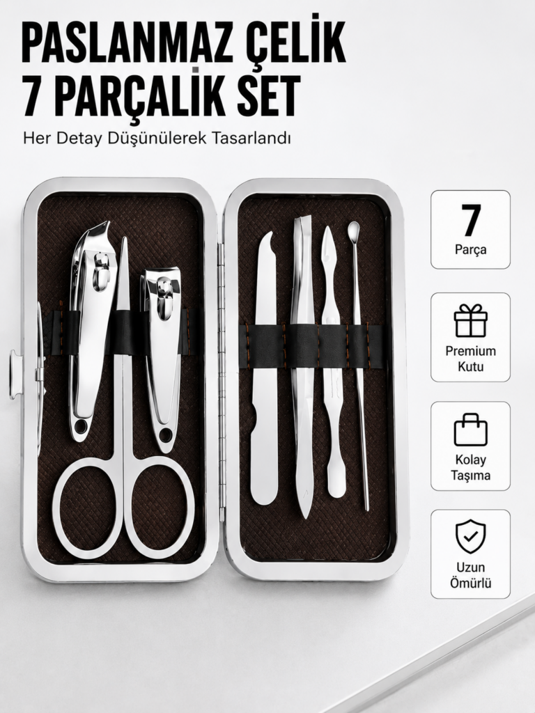 Paslanmaz Çelik Kişisel Bakım Seti – 7 Parça