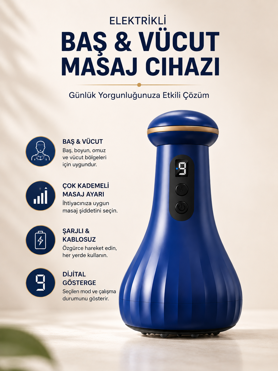 Elektrikli Masaj Cihazı Baş, Vücut Kullanımına Uygun