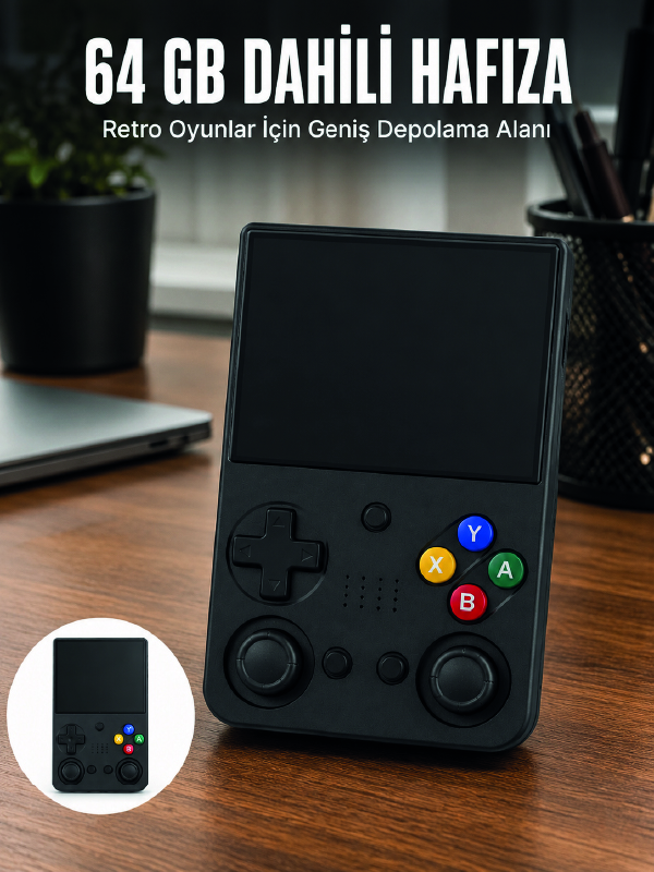 aşınabilir Retro El Oyun Konsolu 64GB Hafızalı IPS Ekranlı  Oyun Cihazı
