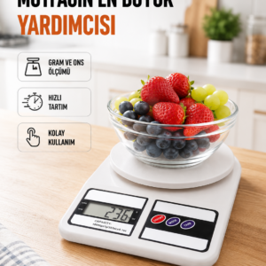 Beyaz Plastik Dijital Mutfak Tartısı – 24x16.8x1.5cm