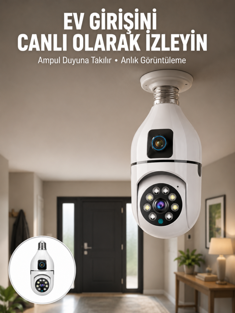 1080P WiFi Ampul Güvenlik Kamerası – Gece Görüş & Uzaktan Erişim Yeni Nesil