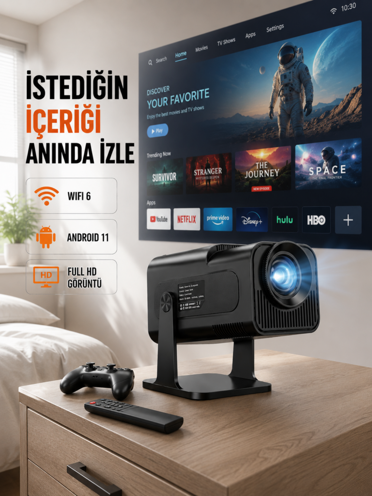HCS350pro 1080P Full HD Taşınabilir Android Projektör Yeni Nesil