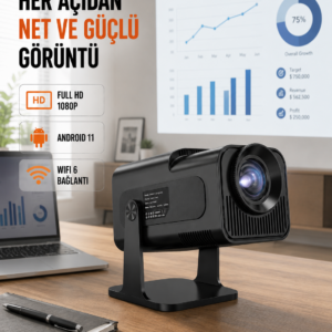 Taşınabilir Full HD Projektör - 1 GB RAM, 8 GB Hafıza Yeni Nesil