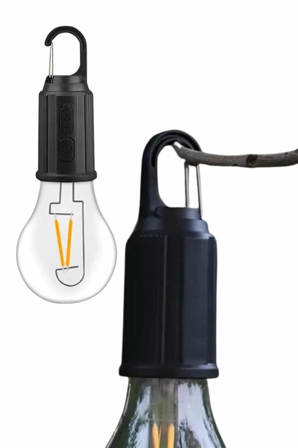 Taşınabilir Şarjlı Led Ampul Askılı Lamba Kamp Bahçe Lambası