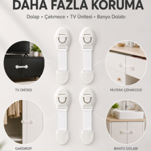 4'lü Çocuk Güvenlik Dolap ve Çekmece Kilidi