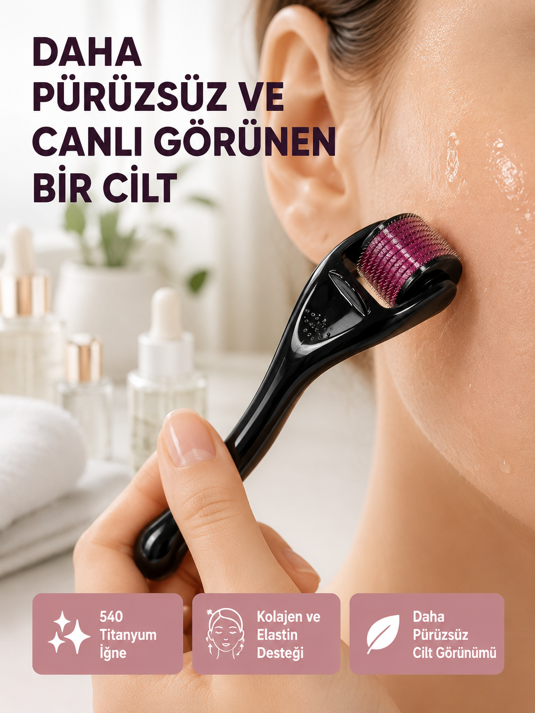 Dermaroller Titanyum 540 İğneli 1 mm Cilt Yenileme ve Anti Aging Etkisi