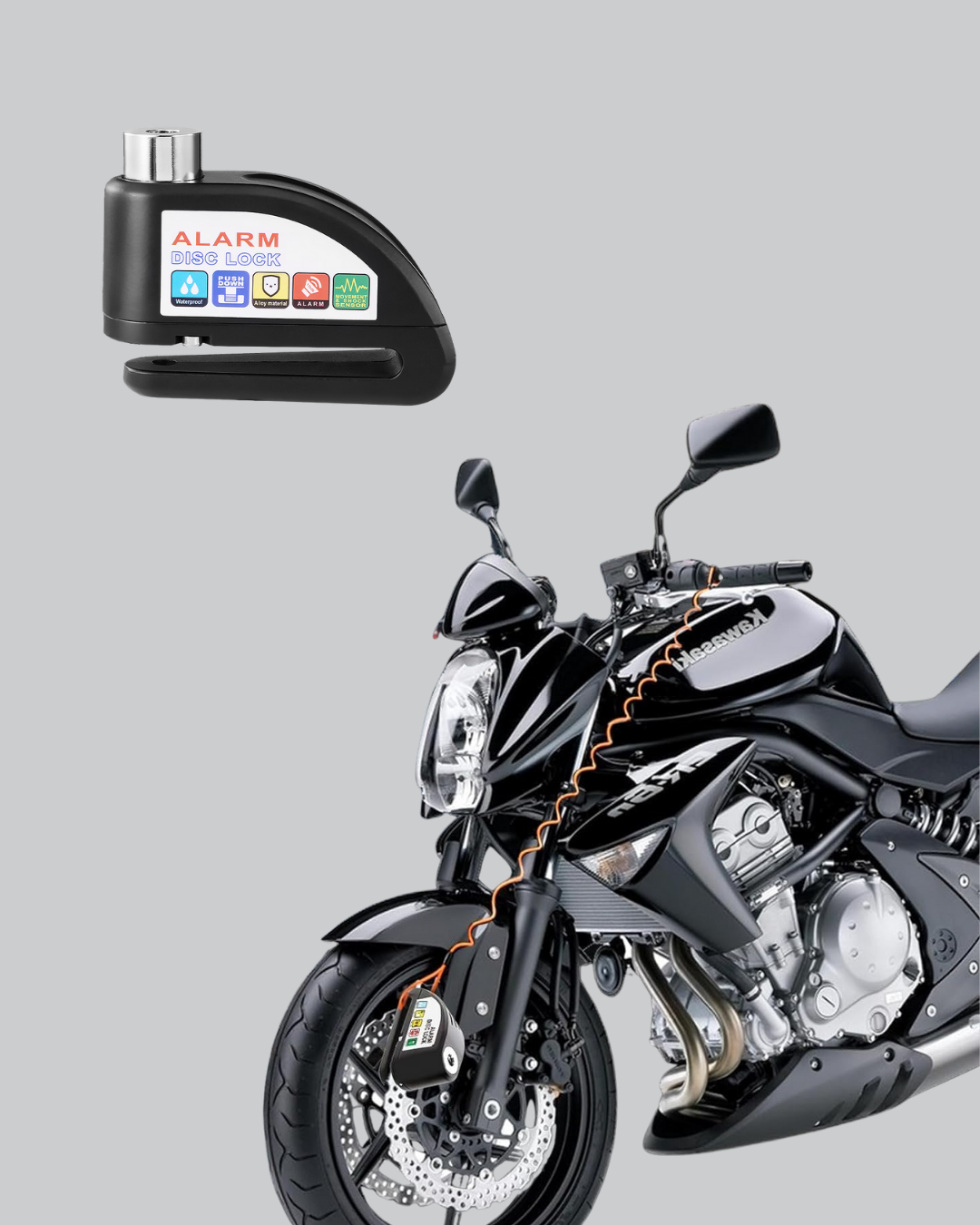 110 dB Alarmlı Disk Fren Kilidi Su Geçirmez Çelik Motosiklet Güvenlik Kilidi