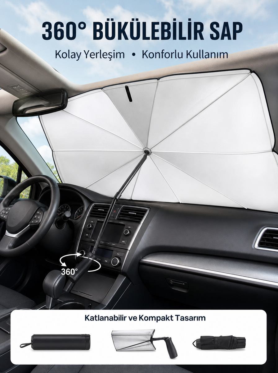 Pratik Ön Cam Güneşliği – Geniş Kapsama Alanı, Kolay Saklama Yeni Nesil