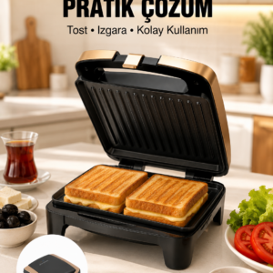 Tost Makinesi Yapışmaz Plaka 1500 Watt Güçlü Performans Yeni Nesil