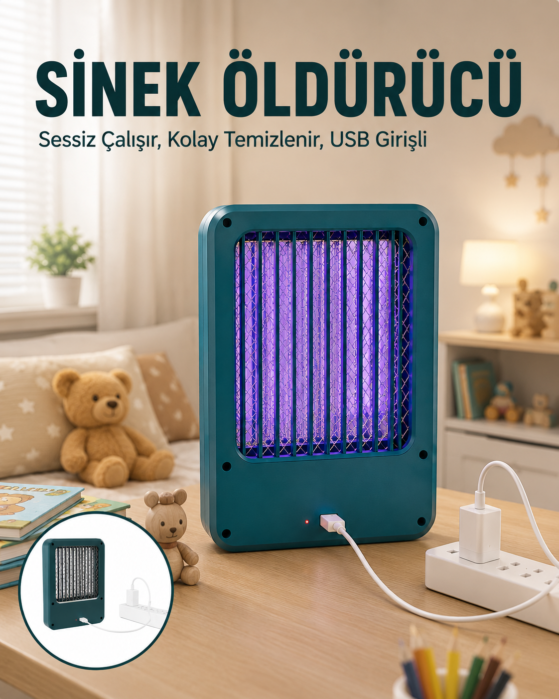 USB Sinek Öldürücü Cihaz Pratik Temizlik Özellikli, Sessiz