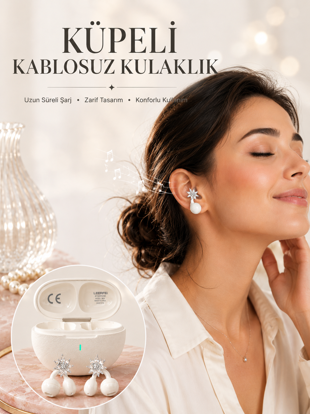 Küpeli Kablosuz Kulaklık Yeni Nesil Bluetooth Teknolojisi