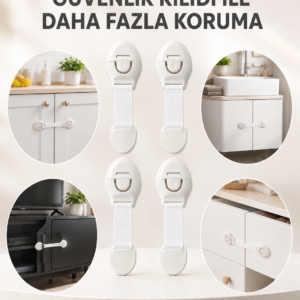 4'lü Esnek Kayışlı Çocuk Güvenlik Kilidi Pratik ve Güvenli Kullanım