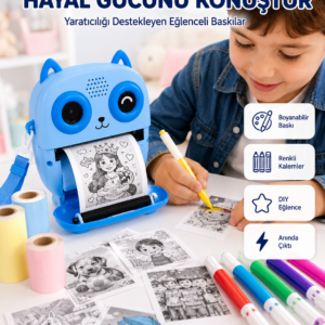 Anında Fotoğraf Basan Çocuk Kamerası Eğitici ve Eğlenceli Termal Yazıcılı