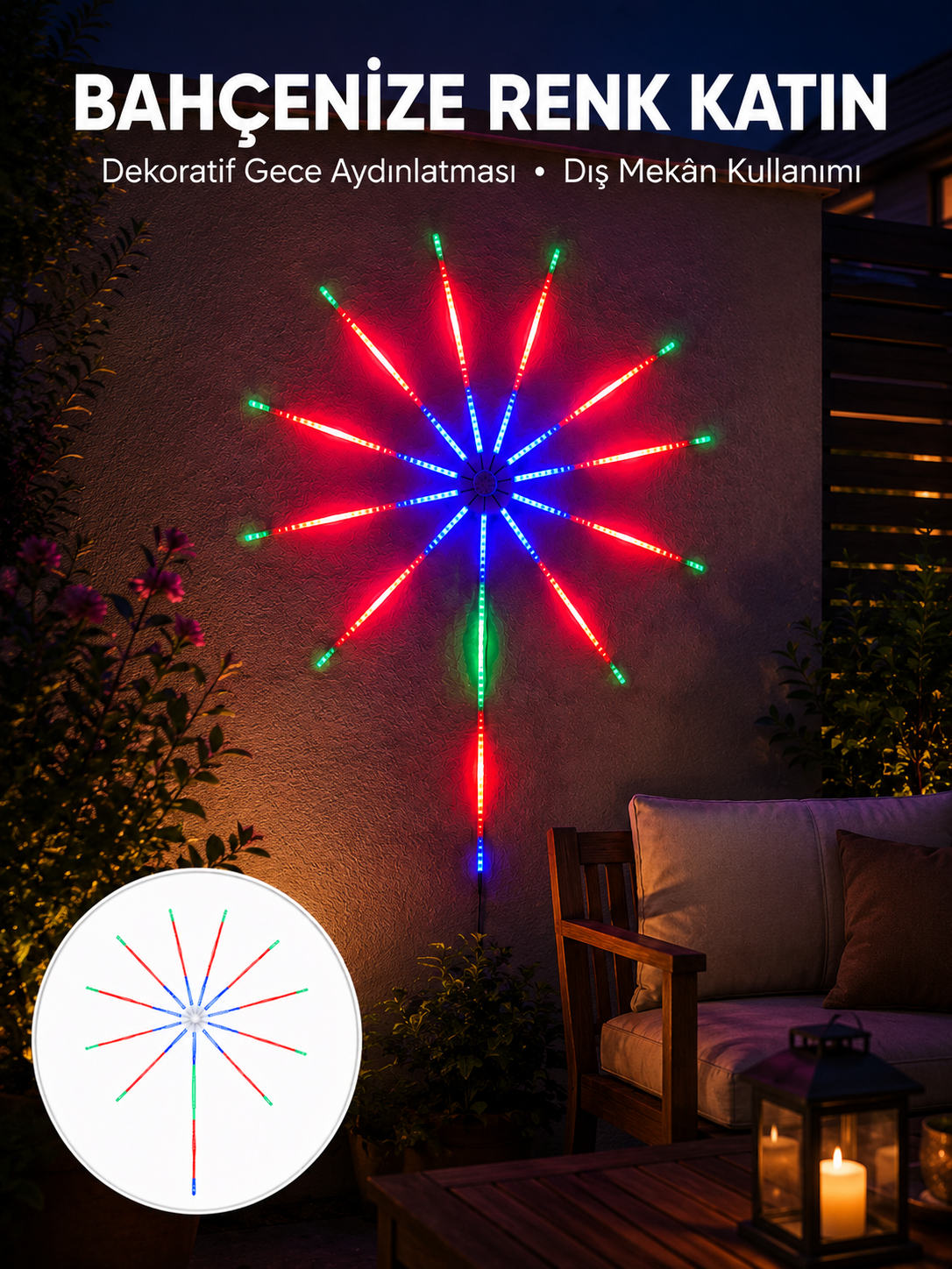 Modüler RGB LED Duvar Işığı Havai Fişek Efektli Uzaktan Kumandalı Yeni Nesil
