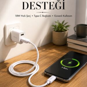 Type-C Girişli Cihazlar İçin Şarj Kablosu