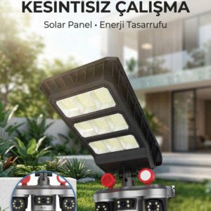 Solar Panelli Akıllı Güvenlik Kamerası LED Projektörlü