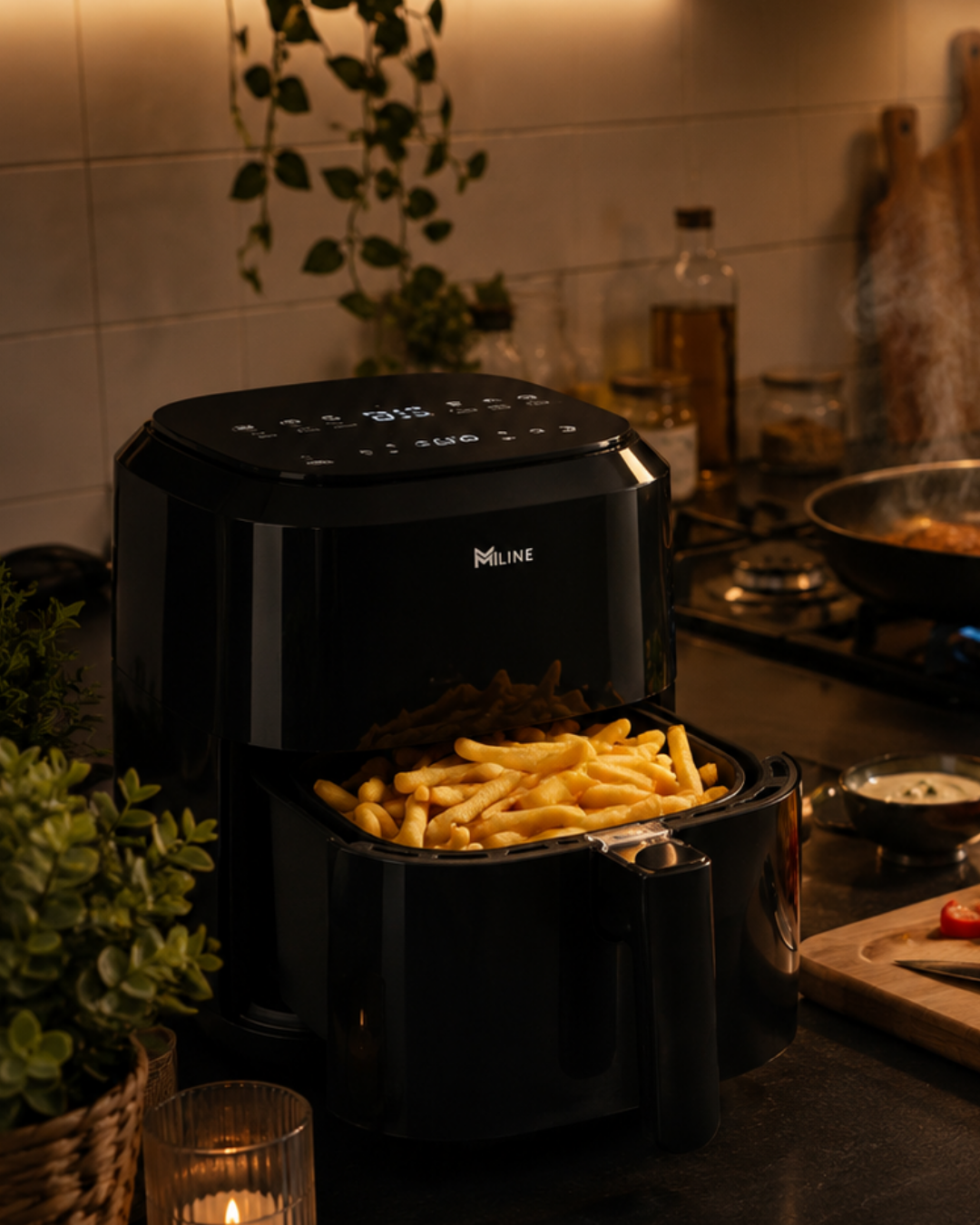 1360W Yağsız Sıcak Hava Fritözü 4 Litre Dokunmatik Air Fryer
