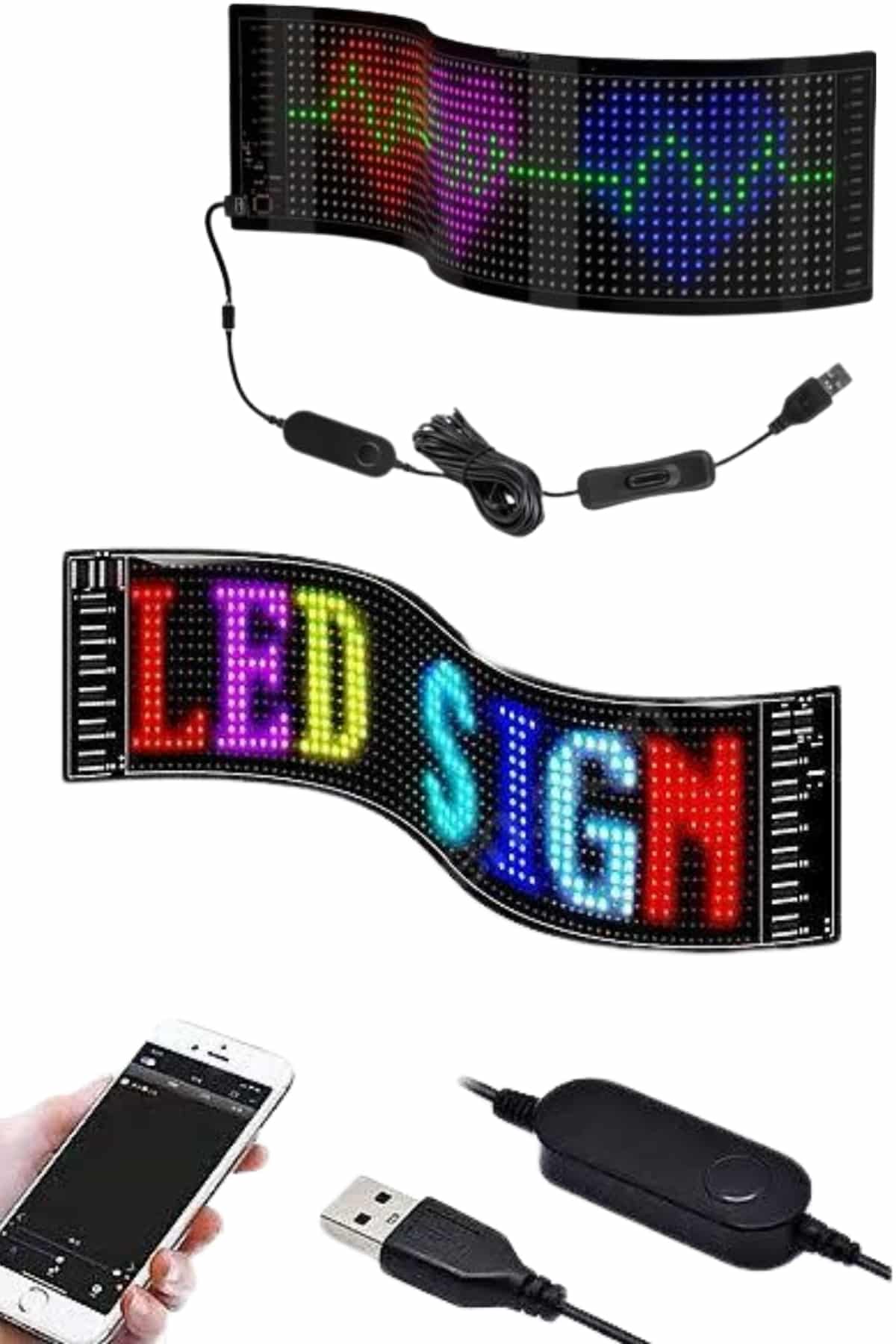 Led Ekran Matrix Panel Dijital Araba Yazısı RGB