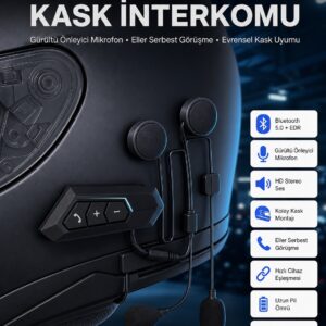 Intercom Bluetooth Kask Kulaklık Motosiklet Kulaklık 5.0 Bluetooth