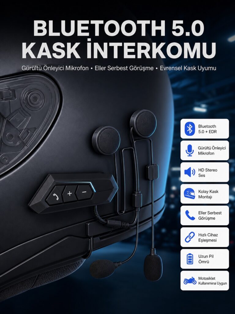 Intercom Bluetooth Kask Kulaklık Motosiklet Kulaklık 5.0 Bluetooth
