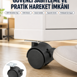 Kilitli Mini Tekerlek Ayak 4 cm 4’lü Set