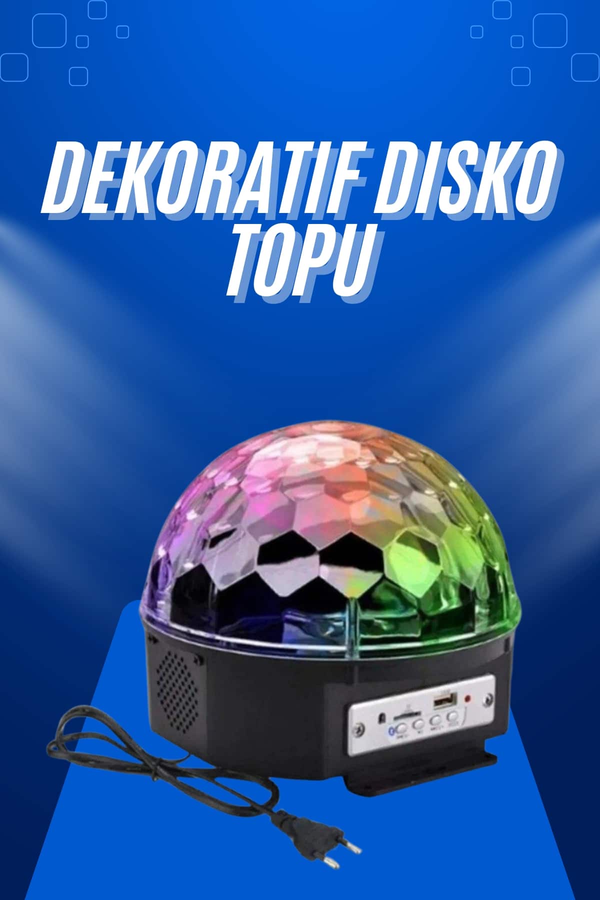 Müzik Çalar Renkli Lazer Işıklı Bluetooth Disko Parti Işığı Kumandalı Küre Disko Topu