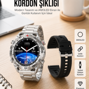 2025 Model Yuvarlak Ekran Android ve İOS Uyumlu GPS Takibi Yapabilen Akıllı Saat Yeni Nesil