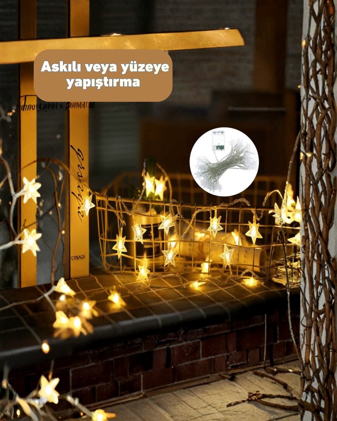 Dekoratif Yıldız Led Aydınlatma 20 Ledli 5 Metre Günışığı Yeni Nesil