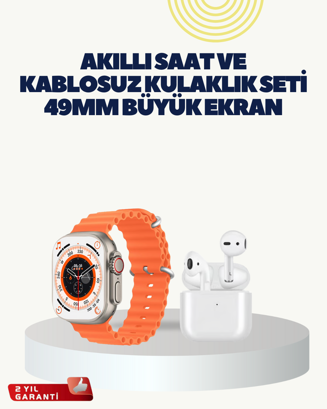 Watch 9 Max Akıllı Saat Kulaklık Seti Sağlık Takipli 45 mm Geniş Ekran