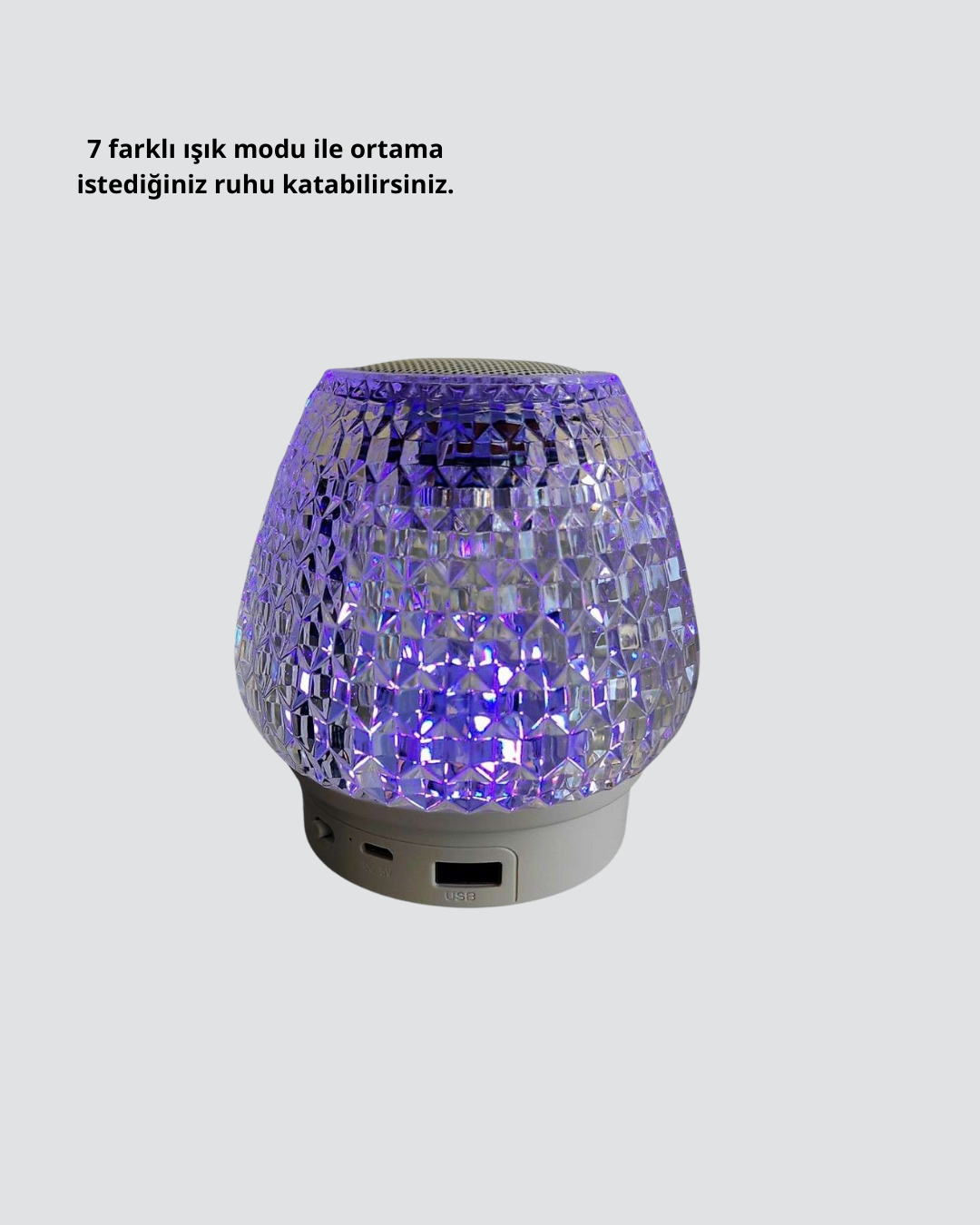 Mini LED Işıklı Bluetooth Hoparlör 5W Kristal Desenli 1200 mAh Şarjlı