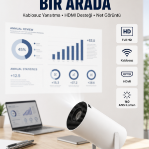 HDMI ve USB Girişli Uzun Ömürlü Ampullü Projeksiyon