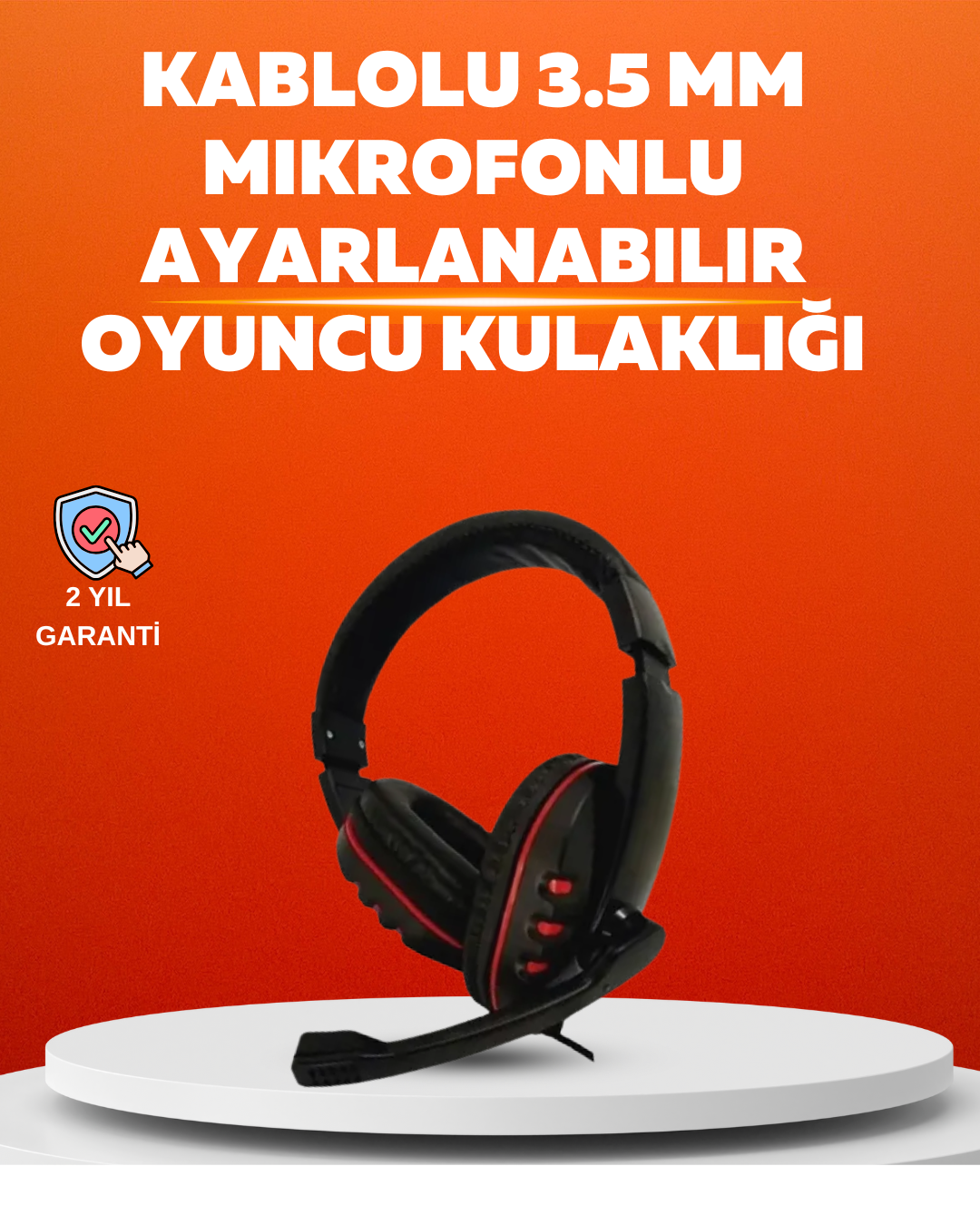 Stereo KırmızıKulaklığı Yumuşak Pedli Mikrofonlu