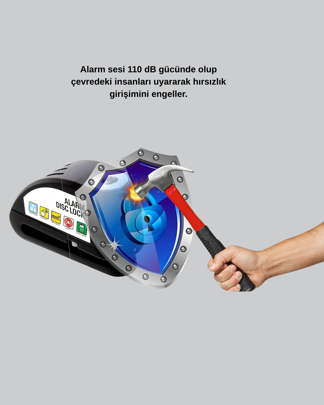 110 dB Alarmlı Disk Fren Kilidi Su Geçirmez Çelik Motosiklet Güvenlik Kilidi