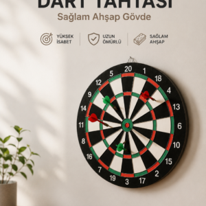 Evde, Ofiste ve Oyun Alanlarında Kullanıma Uygun Sağlam Ahşap Gövdeli Dart Tahtası