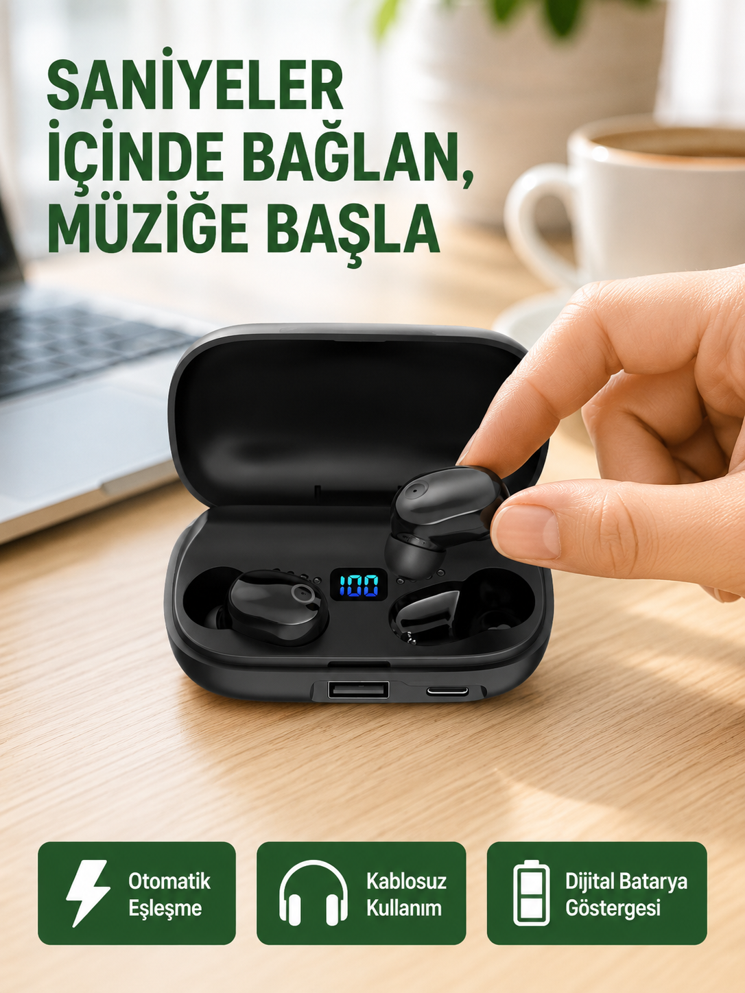 Yüksek Ses Kaliteli A10s TWS Bluetooth 5.0 Kablosuz Kulaklık Yeni Nesil