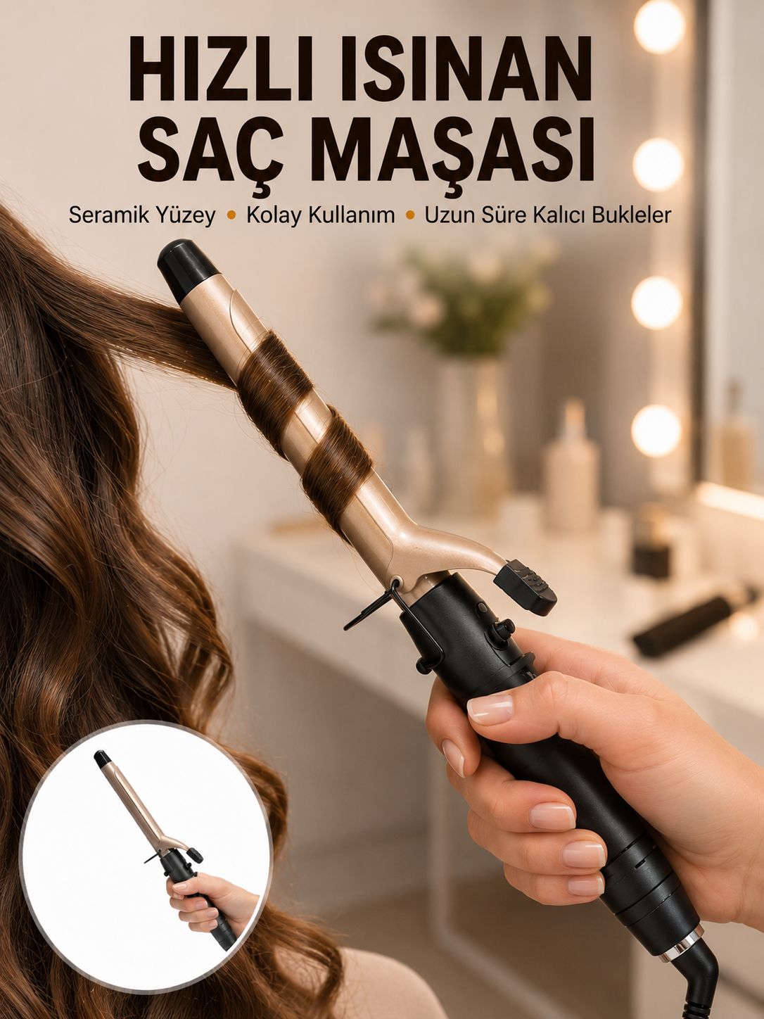 Profesyonel 25 mm Saç Maşası Kalın Bukle Etkili Yeni Nesil
